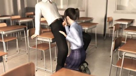 Оральные ласки с барышней в классе